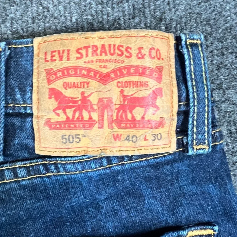 Levi's 505 Jeans Men 40x22.5 Blue Denim High Rise Regular Fit Capri Straight Leg